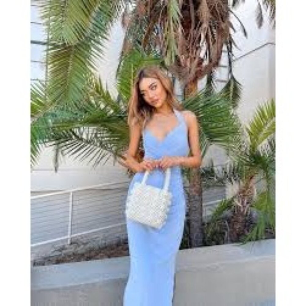 Norma Kamali Light Blue Maxi Dress